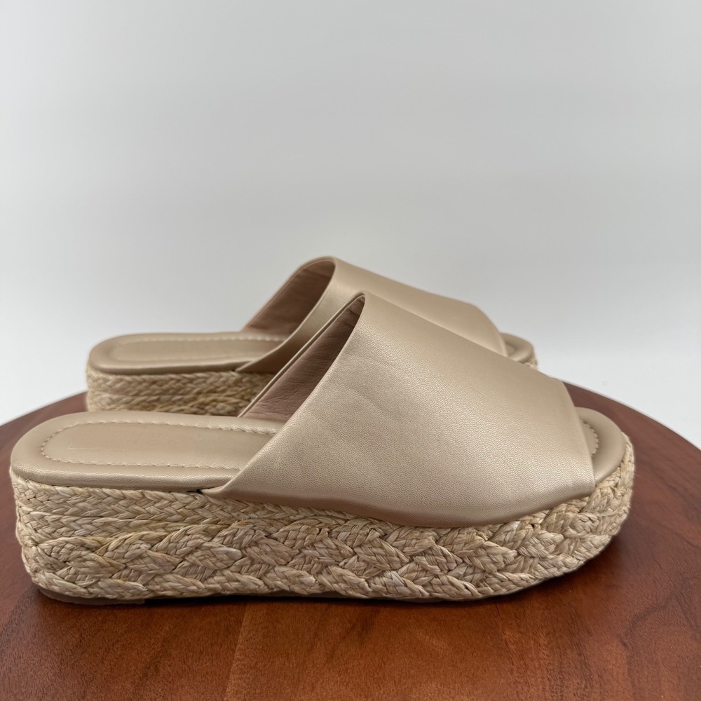 Shu Shop Lizzie‎ Gold Espadrille Platform Slides Sandals Braided Jute Women 9